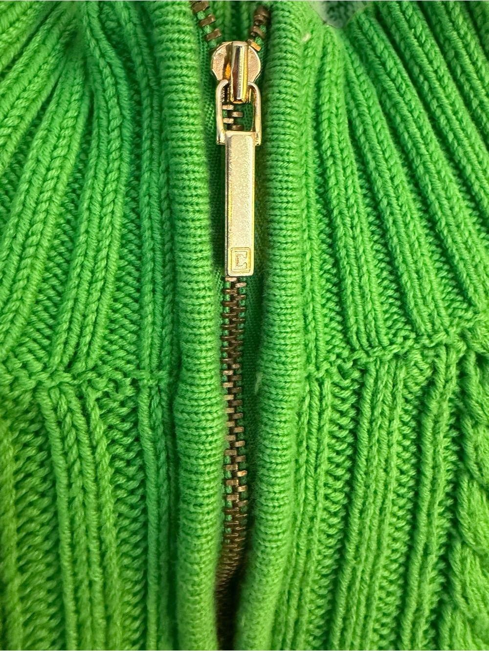 Chaps Bright Green Cable Knit Half-Zip Turtleneck Sweater - Picture 8 of 11